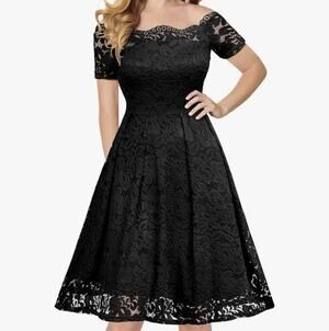 MISSMAY Retro Gorgeous City Dress Floral Lace Black Size Medium​